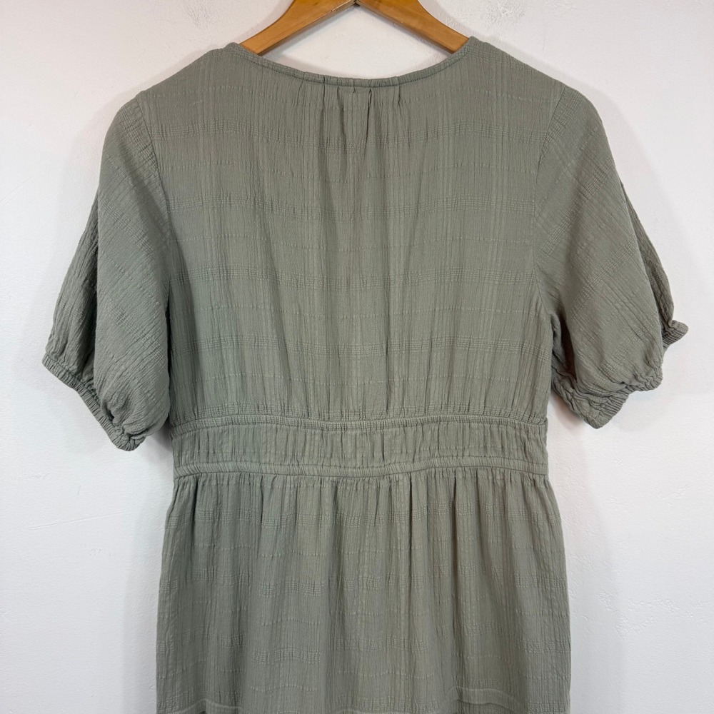Lucky Brand Tiered Maxi Dress M Sage Green Cotton Boho Prairie Cottagecore - Picture 7 of 12